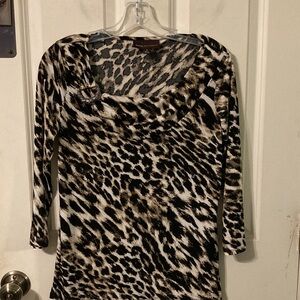 Dana Buchman Leopard Print Blouse - Black, Brown, Cream Small